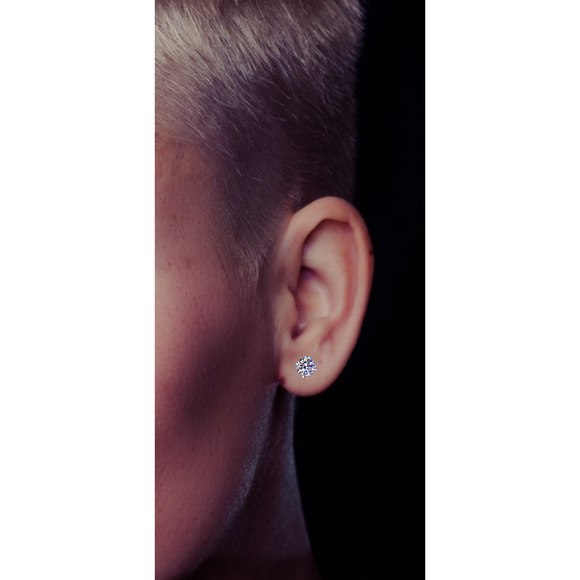 Classic Style Tested .20ctw Round Brilliant Moissanite 925 4 prong Stud Earrings - Picture 3 of 5